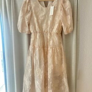 Moon River Cream Puff Sleeve Dress
